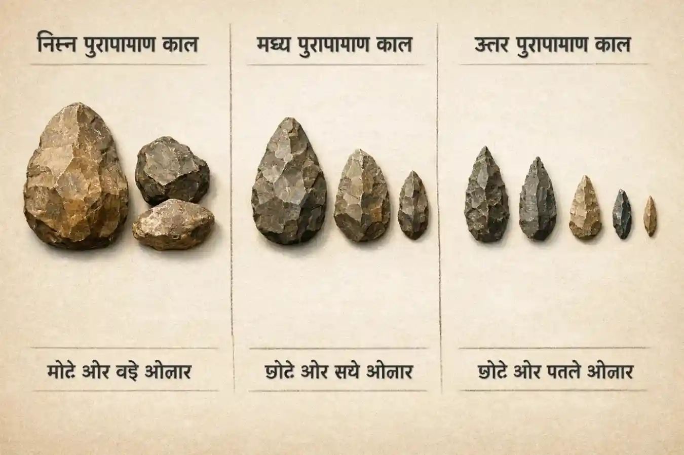 पाषाण काल क्या है? | पाषाण काल के प्रकार, जीवन शैली और प्रमुख स्थल पुरापाषाण काल के पत्थर के औजार